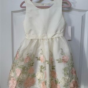 Rare Editions Ivory and Pink Floral Dress